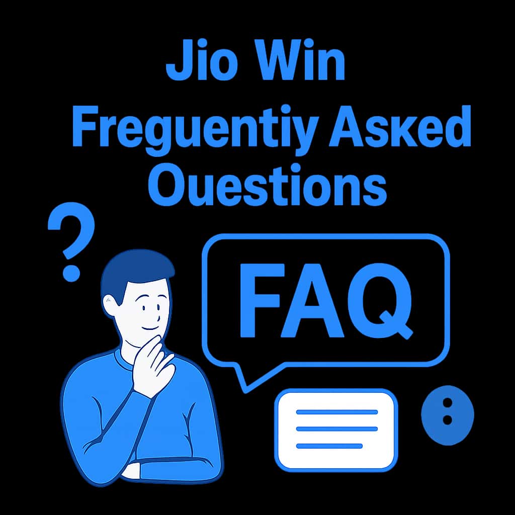 An illustration detailing Jio Win Frequently Asked Questions.