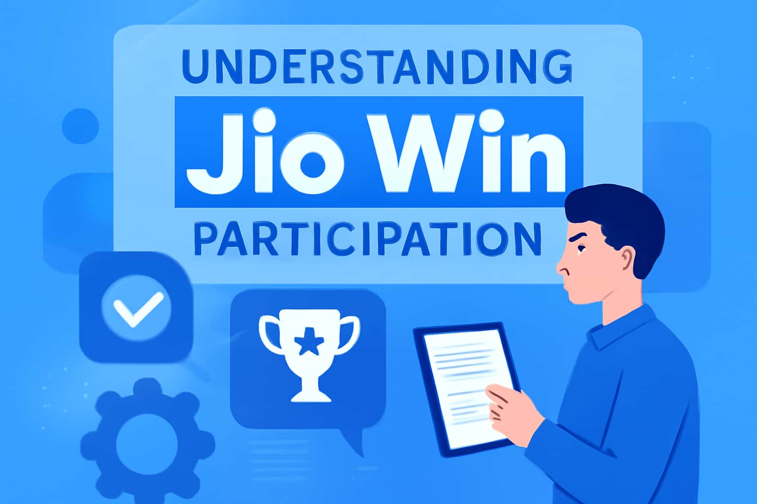 An informational scene illustrating the concept of Jio Win participation.