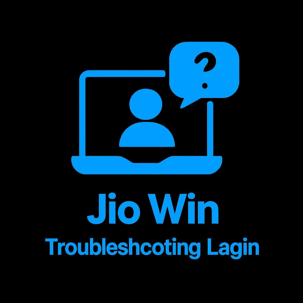 A professional badge icon for Jio Win troubleshooting guide.